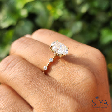 3CT Oval Moissanite Ring Set 14K Gold Engagement Wedding Ring  for Women Anniversary Promise Ring Gift