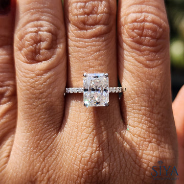 2.5 CT Radiant Cut Engagement Ring 14K Solid Gold  Moissanite Ring Thank you Gift For Women Handmade Jewelry
