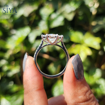 1CT Five Stone Ring Heart Cut Moissanite Engagement Ring Diamond Wedding Ring Love Heart Cut Five Claw Prong Promise Ring Anniversary Gift