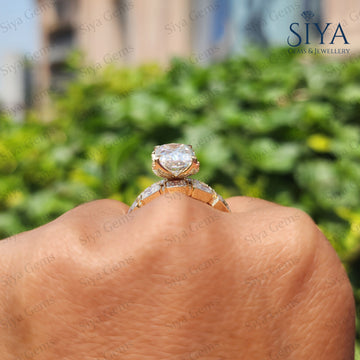 Radiant Cut Lab-Grown Diamond Engagement Ring Yellow Gold Bridal Set Wedding Ring Set