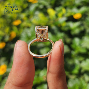 6 CT Yellow Elongated Cushion Cut Lab Grown Diamond engagement ring