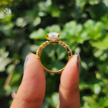 Radiant Cut Moissanite Engagement Ring with Hidden Halo – 14K Solid Gold