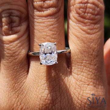 3CT Cushion Cut Moissanite Solitaire Engagement Ring in 14K White Gold Classic Hidden Halo Design Anniversary Gift For Women.