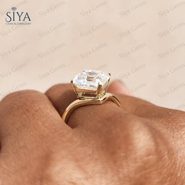 Bypass Set Asscher Cut Lab Grown Diamond Solitaire Engagement Ring