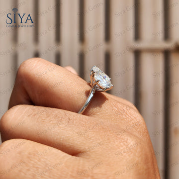 Toi et Moi Lab-Grown Diamond Bridal Ring Portuguese Cut Shield Cut Two Stone 14K White Gold Engagement Ring