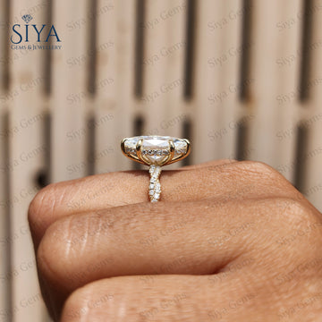 Marquise Lab-Grown Diamond Engagement Ring 14K Gold Unique Twist Band Wedding Anniversary Ring