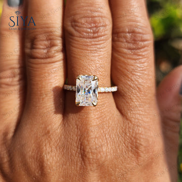 2.5CT Radiant Cut Moissanite Engagement Radiant Cut Tulip Set Ring 14k Ring 14K Gold Wedding Ring Radiant Diamond Ring Anniversary Rings