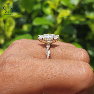 14K Solid Gold 3 CT Marquise Engagement Ring Marquise Moissanite Ring Split Shank Diamond Wedding Ring Anniversary Promise Gift Ring